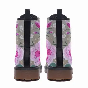 Men Purple Flowerbed Leather Work Boots