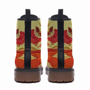 Men Flower In A Pot Leather Work Boots