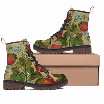 Men Strawberries Leather Work Boots