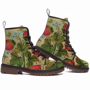 Men Strawberries Leather Work Boots