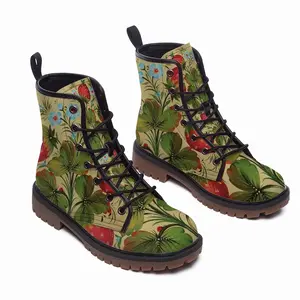 Men Strawberries Leather Work Boots