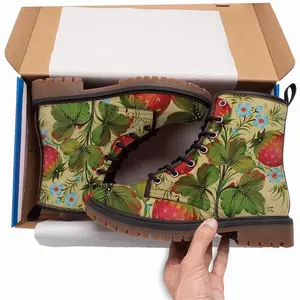 Men Strawberries Leather Work Boots