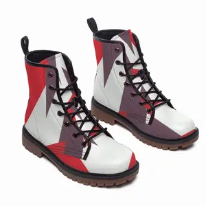 Men Two Color Abstract Leather Work Boots