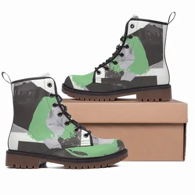 Men Green Leather Work Boots