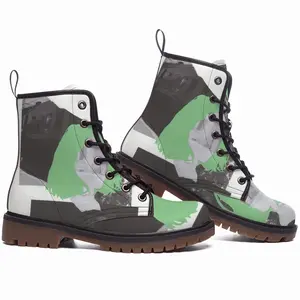 Men Green Leather Work Boots