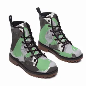 Men Green Leather Work Boots