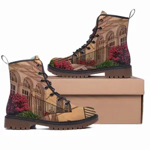 Men Italian Villa With Bougainvillea Leather Work Boots