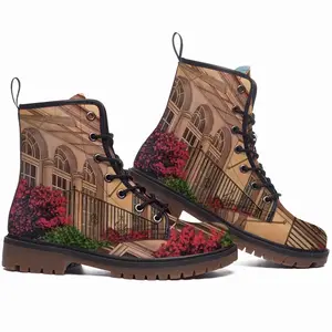 Men Italian Villa With Bougainvillea Leather Work Boots