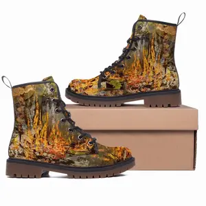 Men Fire Cooking Still Life Impressionism Leather Work Boots