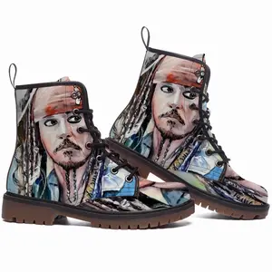 Men Johnny Depp Jack Sparrow Leather Work Boots