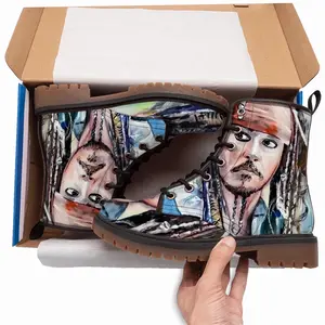 Men Johnny Depp Jack Sparrow Leather Work Boots