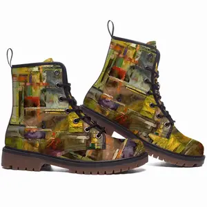 Men Glass Still Life Avant-Garde Leather Work Boots