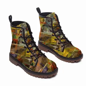 Men Glass Still Life Avant-Garde Leather Work Boots