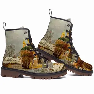 Men Russian Orthodox Church With Golden Domes Leather Work Boots