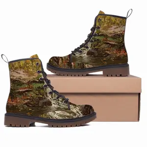 Men Autumn Waterfall Impasto Leather Work Boots