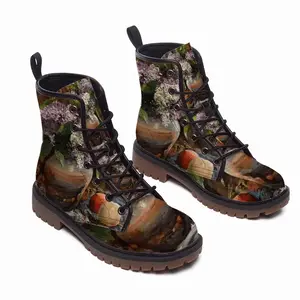 Men Lilac Bouquet In A Clay Vase Leather Work Boots