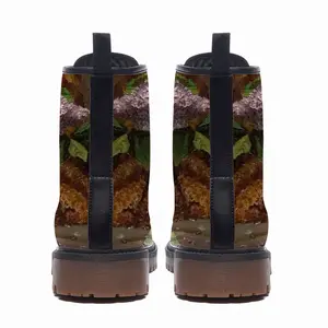 Men Lilac Bouquet In A Clay Vase Leather Work Boots