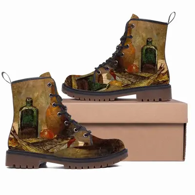 Men Still Life With Fish Impressionism Realism Leather Work Boots