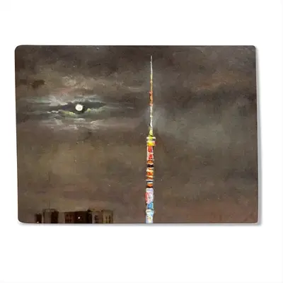 Moscow Tv Tower Full Moon Night Baby Flannel Blanket (Horizontal)