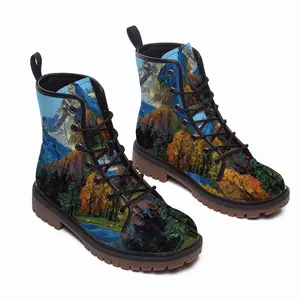 Men High Mountains Landscape Leather Work Boots