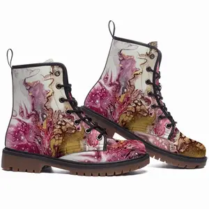 Men Raspberry Bloom Leather Work Boots