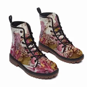 Men Raspberry Bloom Leather Work Boots