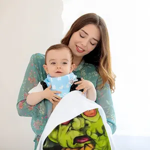 Green Alien Wizard Baby Flannel Blanket (Horizontal)