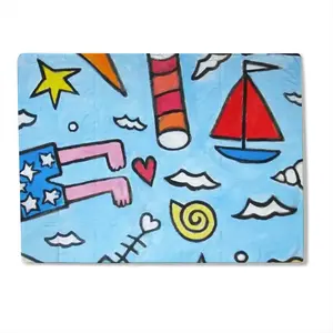 Seaside Baby Flannel Blanket (Horizontal)