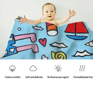 Seaside Baby Flannel Blanket (Horizontal)