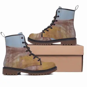 Men Red Trees Landscape Leather Work Boots