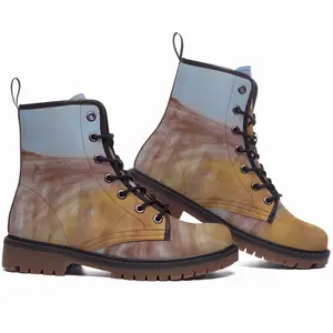 Men Red Trees Landscape Leather Work Boots