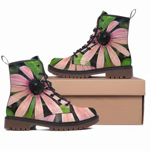 Men Pink Encenecia Leather Work Boots