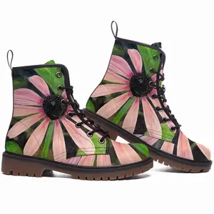 Men Pink Encenecia Leather Work Boots