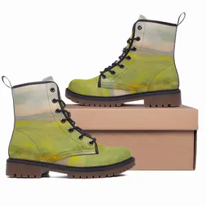 Men Flower Field Leather Work Boots