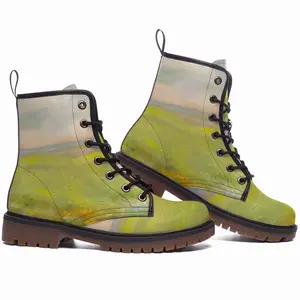 Men Flower Field Leather Work Boots