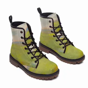 Men Flower Field Leather Work Boots