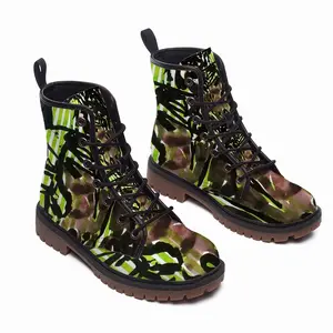 Men Horse On A Green Line Leather Work Boots