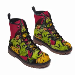 Men Green Alien Wizard Leather Work Boots