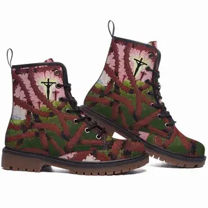 Men Calvary Through Thorns Leather Work Boots