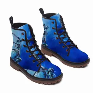 Men Miami Palms - Summer Blue Sky Sea Leather Work Boots