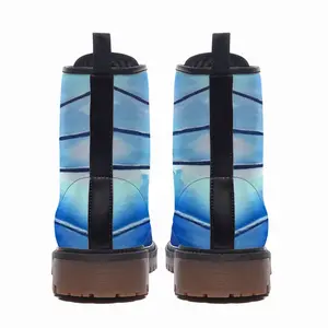 Men Miami Palms - Summer Blue Sky Sea Leather Work Boots