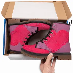 Men Flashy Pink Heart Leather Work Boots