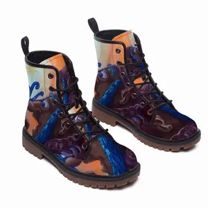 Men Glowing Orb Wizard Leather Work Boots