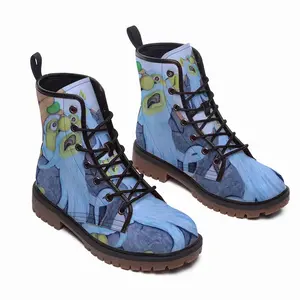 Men Baby Blue Beard Wizard Leather Work Boots