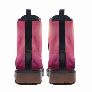 Men Pink Flamingo Leather Work Boots