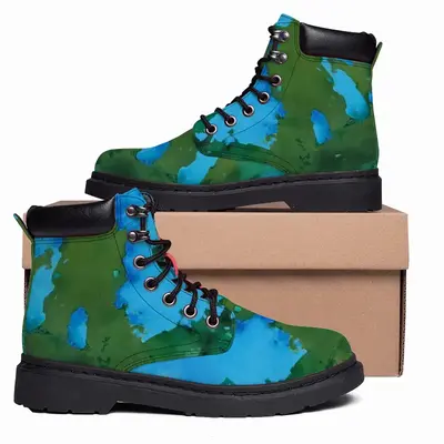 Men Green Figures Mysteries Mid Top Boots