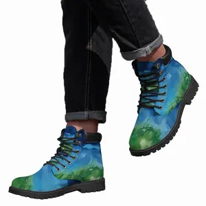 Men Waves Of Grass Left Panel Mid Top Boots