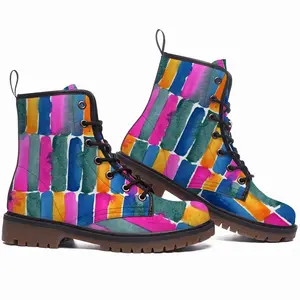 Men Watercolor Pink Blue Extra Large Leather Work Boots