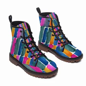 Men Watercolor Pink Blue Extra Large Leather Work Boots