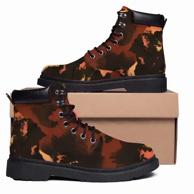 Men Orange Black Mid Top Boots